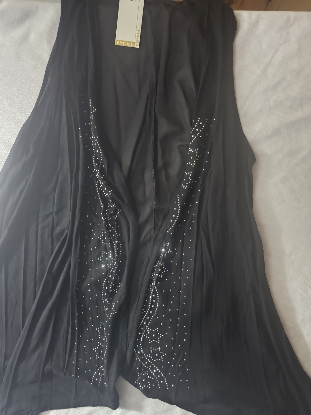Women's Black Sleeveless Embellished Cartigan